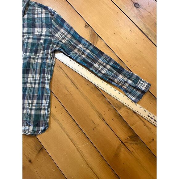 J. Crew men's plaid button down shirt. Blue/Teal/White size XL Slim. - Picture 6 of 6